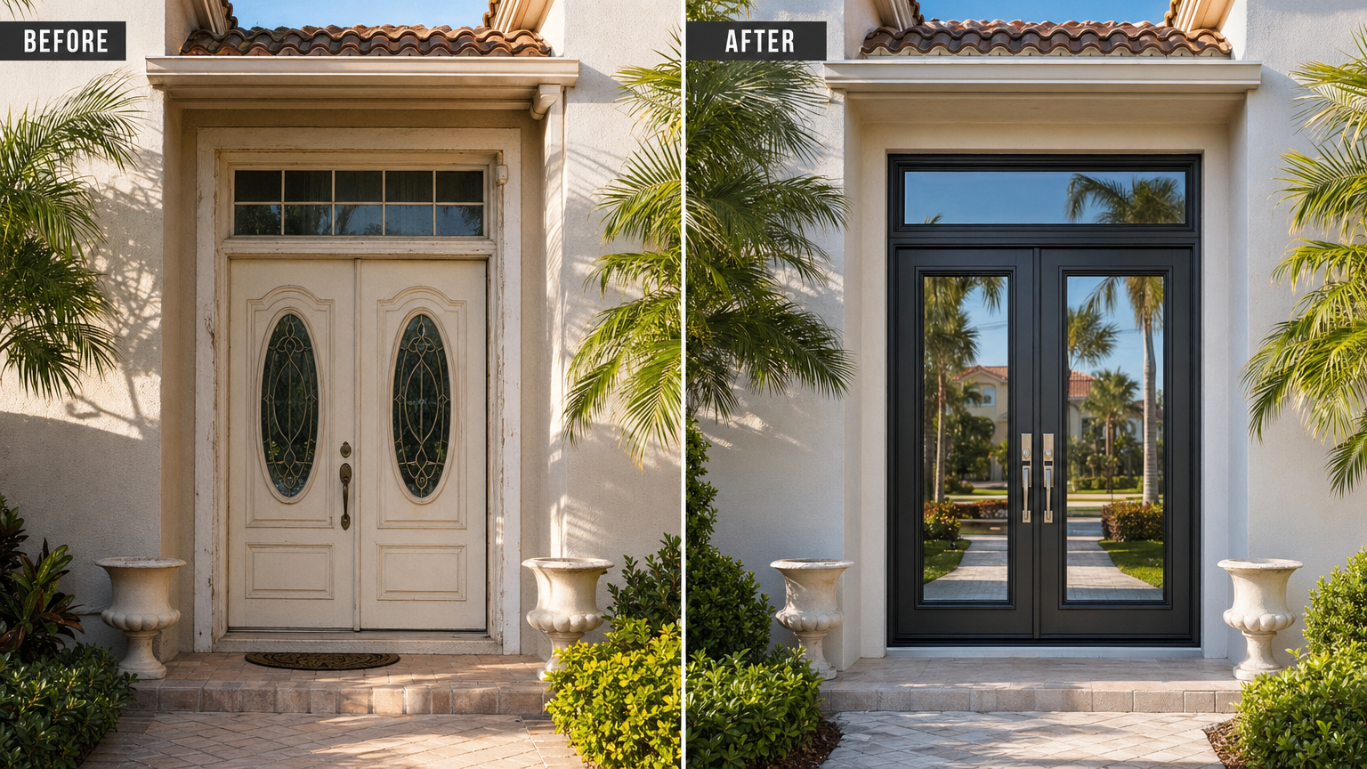 Before and After Impact Doors Installation